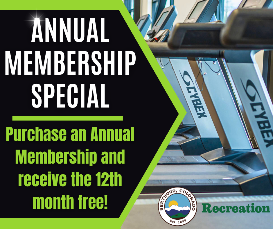 annual membership special. get one month free with purchase of an annual membership